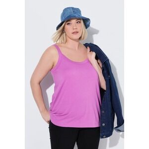 Ulla Popken Essential Spaghetti Strap Cami Cool Pink Plus Size 20/22 728664807